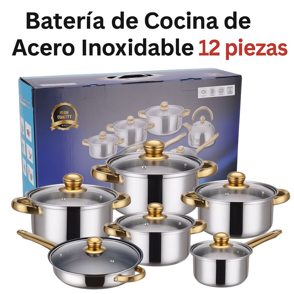 Batería De Cocina De 12 Piezas De Acero